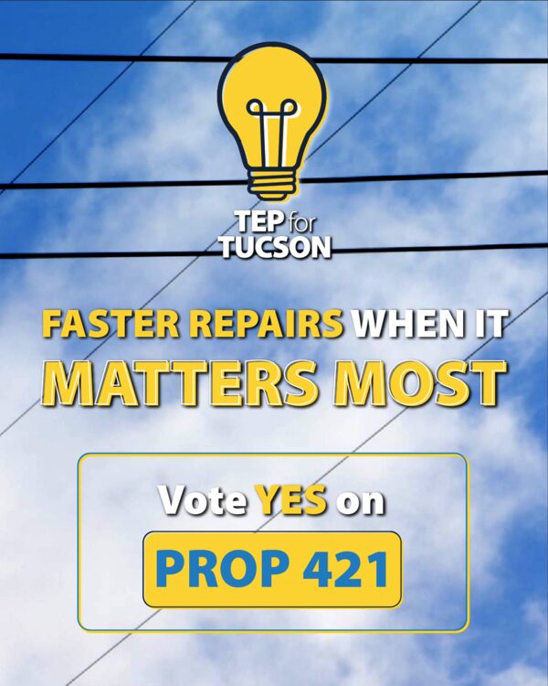 Social graphic: Faster repairs when it matters most. Vote YES on Prop 421.