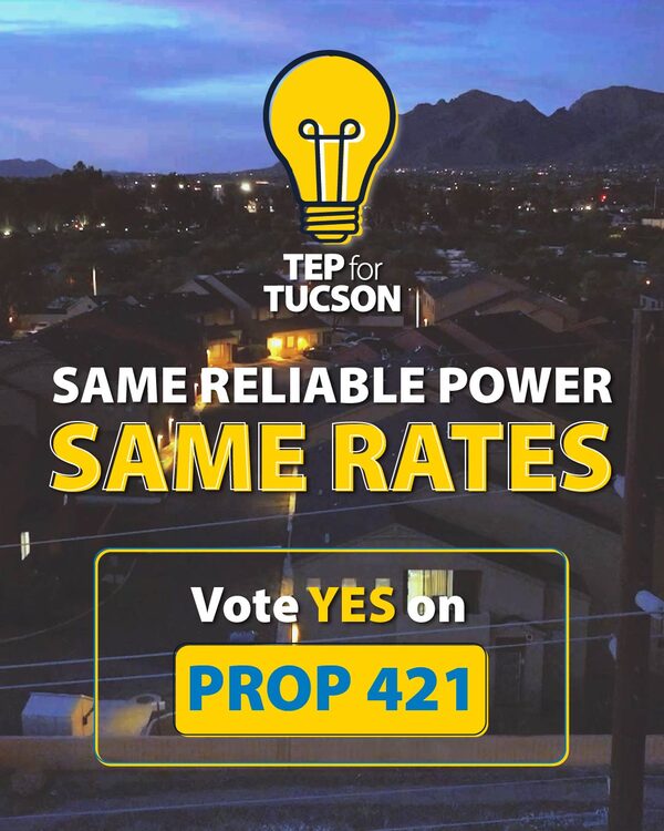 Social graphic: Same reliable power, same rates. Vote YES on Prop 421.